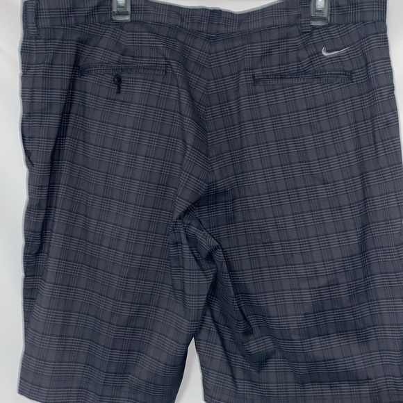 Nike Dry Fit Black Gray plaid Flat Front Shorts MENS size 40 Pockets clean - Picture 8 of 12